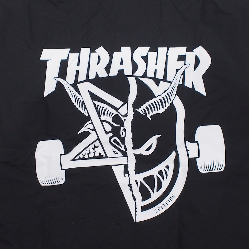 THRASHER x SPITFIRE コラボコーチジャケット ブラック 背面 クローズアップ
