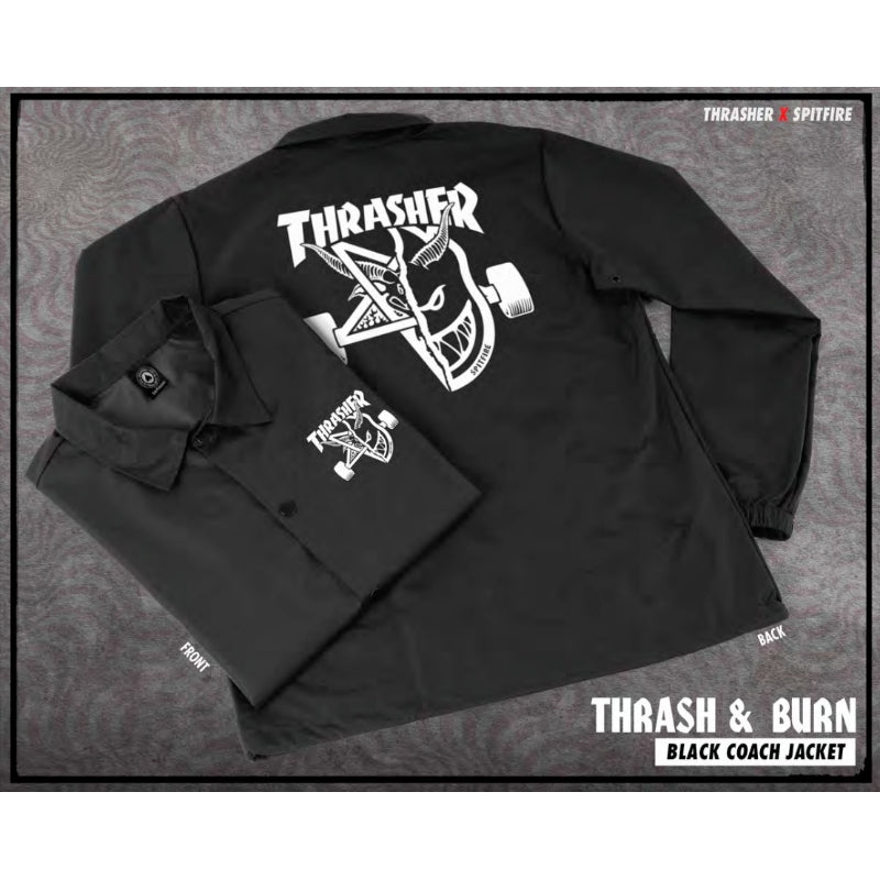 THRASHER x SPITFIRE コラボコーチジャケット ブラック イメージ