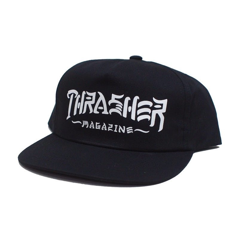 THRASHER キャップ THRASH & DESTROY SNAPBACK CAP ブラック 商品画像 斜め