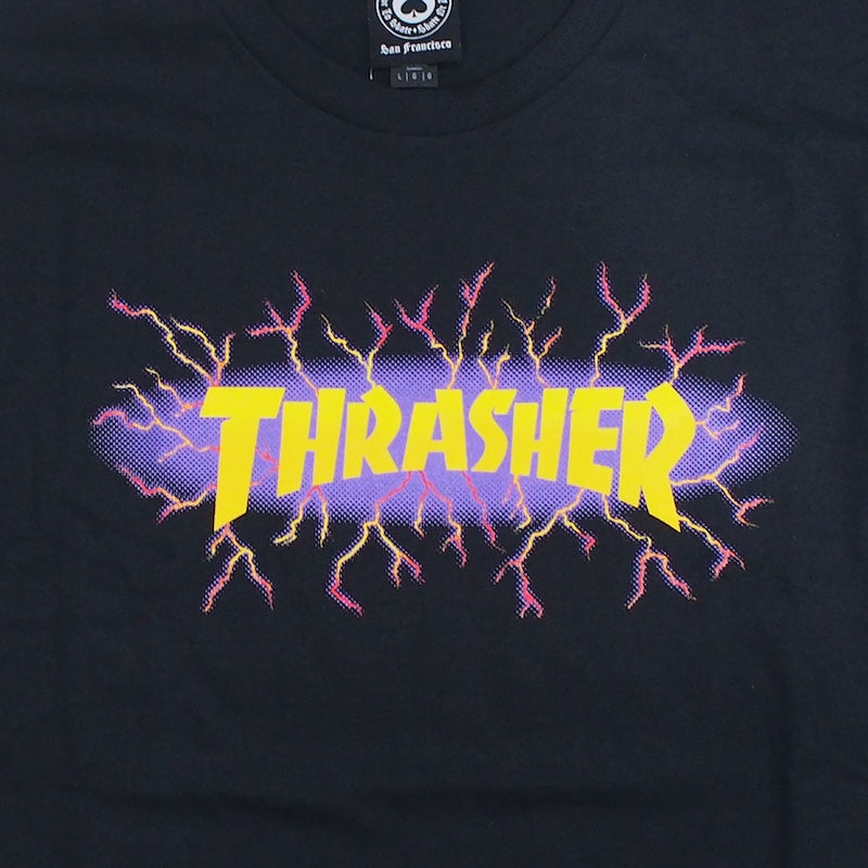 THRASHER TシャツLIGHTNING PAINT TEE ブラック 商品画像 フロントプリント