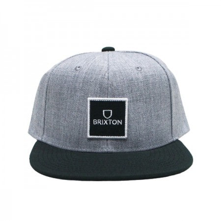 BRIXTON　キャップ　"ALPHA SQUARE MP SNAPBACK CAP"　(Heather Gray / Black)