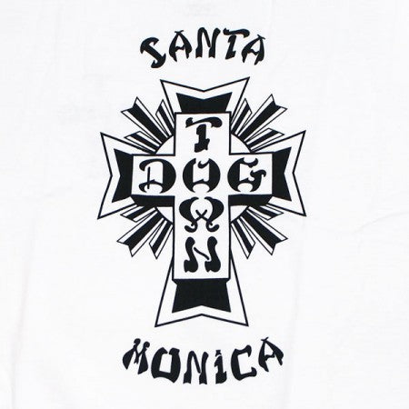 DOGTOWN　Tシャツ　"CROSS LOGO x SANTA MONICA TEE"　(White)