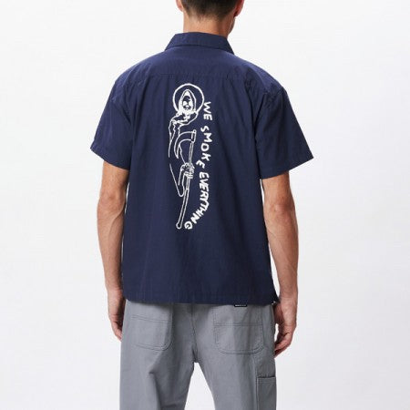 OBEY　S/Sシャツ　"OYSTER WOVEN"　(Navy)