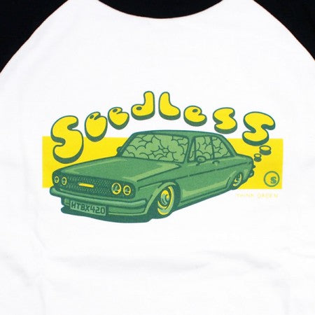 seedleSs　L/S Tシャツ　"SD SMOKING GREEN CAR L/S TEE"　(White / Black)