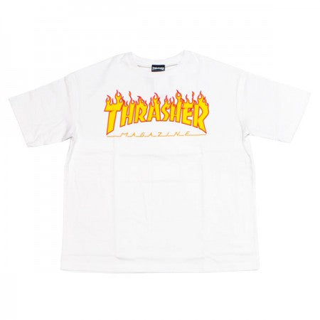 THRASHER　Tシャツ　"FLAME TEE (BIG SILHOUETTE)"　(White)