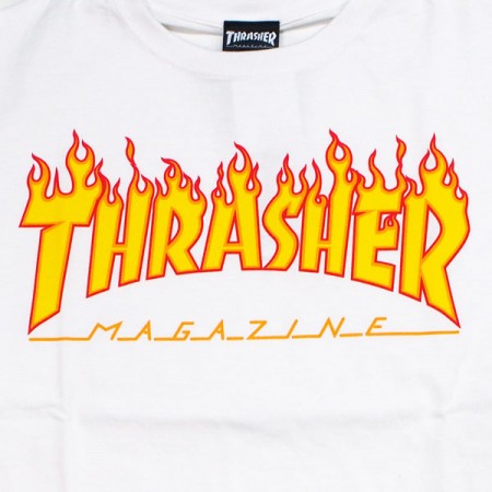 THRASHER　Tシャツ　"FLAME TEE (BIG SILHOUETTE)"　(White)