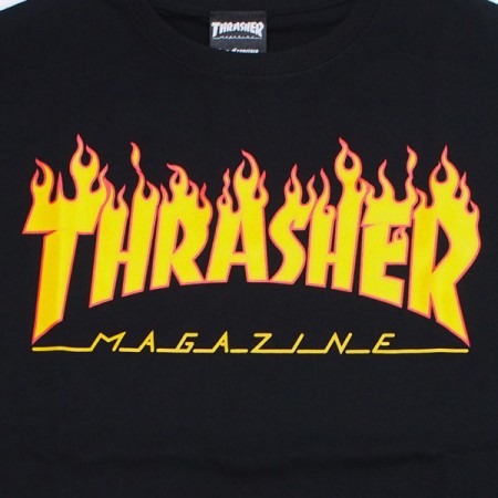 THRASHER　Tシャツ　"FLAME TEE (BIG SILHOUETTE)"　(Black)