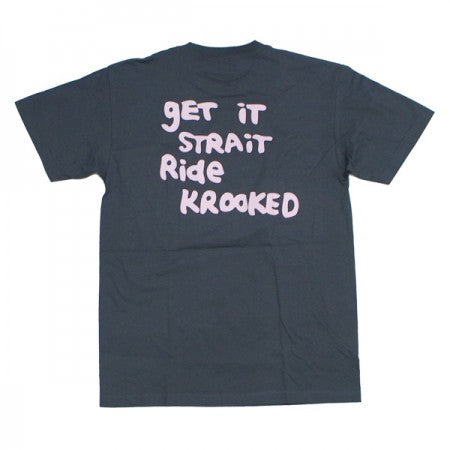 KROOKED　Tシャツ　"STRAIT EYES TEE"　(Charcoal / Pink)