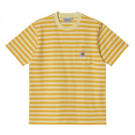 ★30%OFF★ Carhartt WIP　Tシャツ　"S/S SCOTTY POCKET T-SHIRT"　(Scotty Stripe, Popsicle / Soft Yellow)