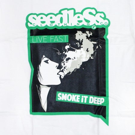 seedleSs　"LIVE FAST SMOKE DEEP..... S/S TEE"　White