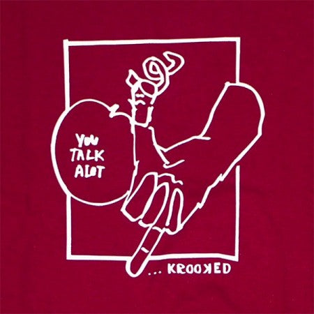 KROOKED　Tシャツ　"TAWKER TEE"　(Cardinal/White)