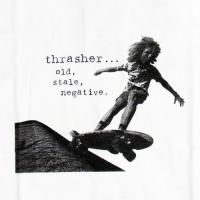 THRASHER　Tシャツ　"OLD,STALE,NEGATIVE TEE"　(White)