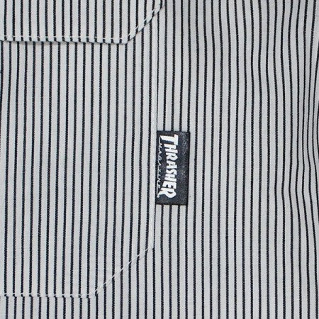 THRASHER　S/Sシャツ　"HOMETOWN PATCH S/S WORK SHIRT"　(Stripe)