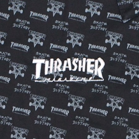 THRASHER　S/Sシャツ　"MAG/GOAT ALLOVER S/S WORK SHIRT"　(Black/Charcoal)