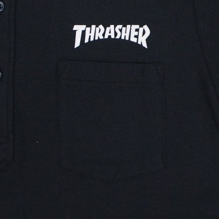 THRASHER　ポロシャツ　"HOMETOWN POCKET POLO SHIRT"　(Black/White)