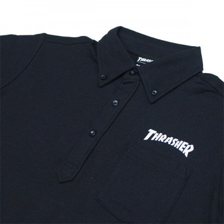 THRASHER　ポロシャツ　"HOMETOWN POCKET POLO SHIRT"　(Black/White)