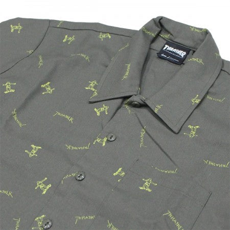 THRASHER　S/Sシャツ　"HOMETOWN GONZ LINENMIXED S/S SHIRTS"　(Khaki)