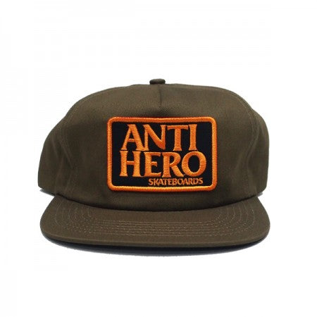 ANTI HERO　キャップ　"RESERVE PATCH SNAPBACK CAP"　(Brown / Orange / Black)