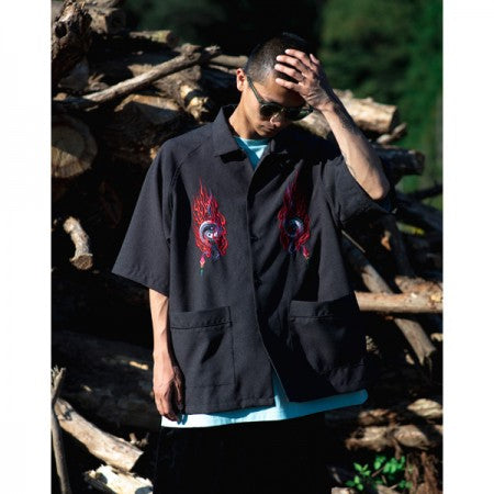 RADIALL　S/Sシャツ　"YING YANG OPEN COLLARED SHIRT S/S"　(Ink Black)