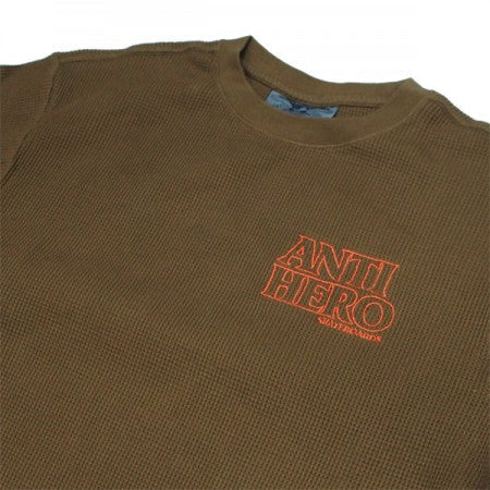 ANTI HERO　サーマルL/STEE　"LIL BLACK HERO OUTLINE L/S WAFFLE KNIT CREW"　(Brown / Orange)