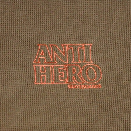 ANTI HERO　サーマルL/STEE　"LIL BLACK HERO OUTLINE L/S WAFFLE KNIT CREW"　(Brown / Orange)