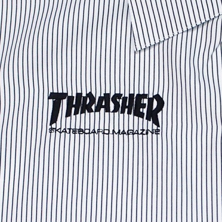 THRASHER　S/Sシャツ　"MAG S/S WORK SHIRT"　(Bk Stripe/Bk
