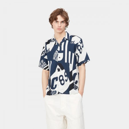 ★30%OFF★ Carhartt WIP　S/Sシャツ　"S/S MARINA SHIRT"　(Marina Print, Atom Blue)