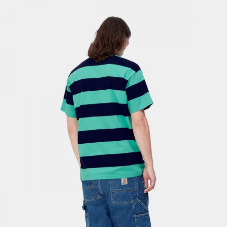 ★30%OFF★ Carhartt WIP　Tシャツ　"S/S DAMPIER T-SHIRT"　(Dampier Stripe, Dark Navy / Aqua Green)