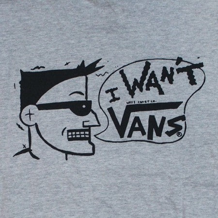 VANS　Tシャツ　"I WANT VANS RINGER TEE"　(A.Heather/Bk)