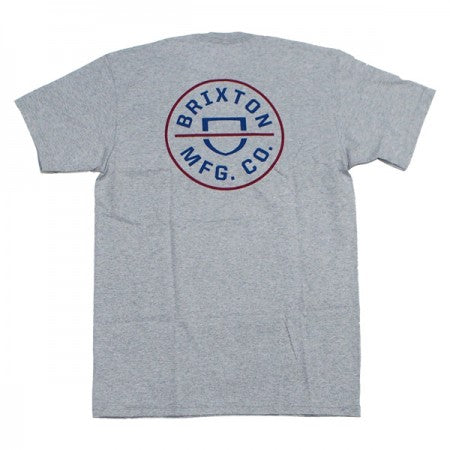 BRIXTON　Tシャツ　"CREST II S/S STANDARD TEE"　(Heather Gray / Navy)