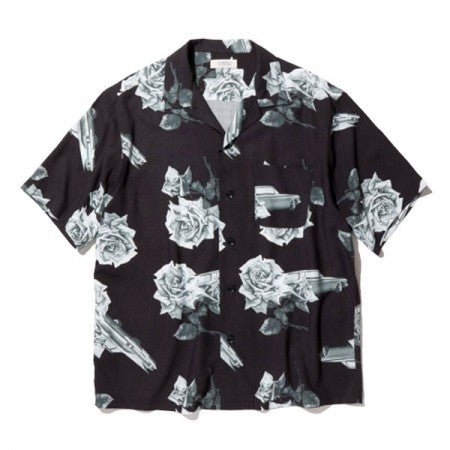 RADIALL　S/Sシャツ　"CHEVY ROSE OPEN COLLARED SHIRT S/S"　(Black)
