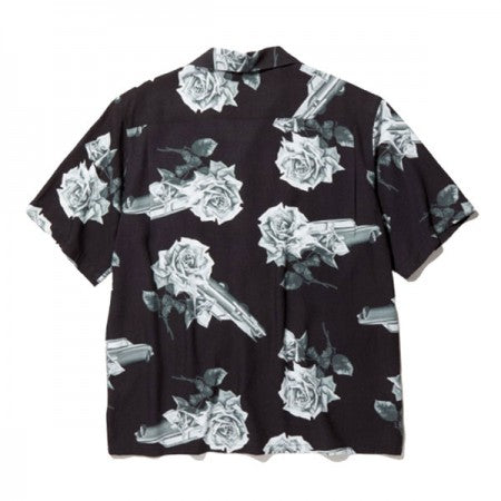 RADIALL　S/Sシャツ　"CHEVY ROSE OPEN COLLARED SHIRT S/S"　(Black)