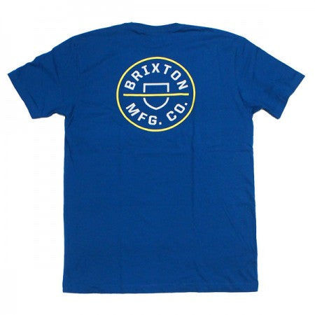 ★30%OFF★ BRIXTON　Tシャツ　"CREST II S/S STANDARD TEE"　(Cool Blue / Yellow Cab)