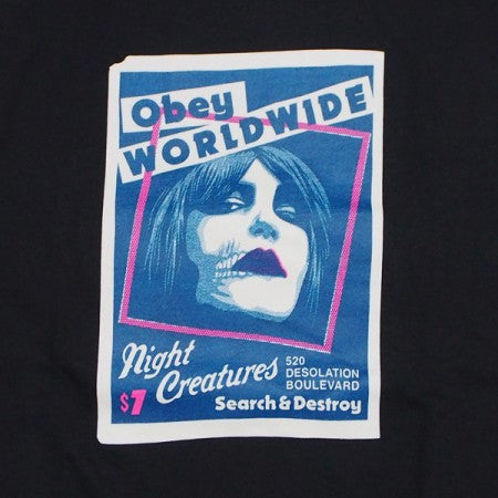 ★30%OFF★ OBEY　Tシャツ　"BURN NIGHT CREATURES CLASSIC TEE"　(Black)