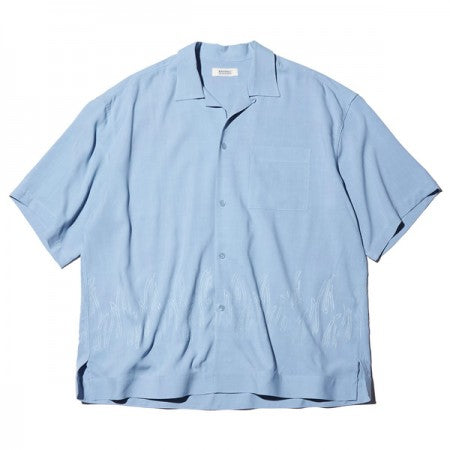 ★30%OFF★ RADIALL　S/Sシャツ　"FLAMES OPEN COLLARED SHIRT S/S"　(Ice Blue)