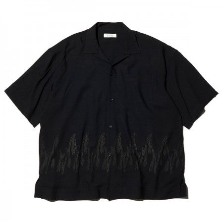 RADIALL　S/Sシャツ　"FLAMES OPEN COLLARED SHIRT S/S"　(Black)