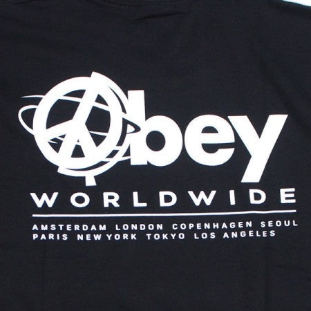 ★30%OFF★ OBEY　Tシャツ　"OBEY ALL AROUND THE WORLD CLASSIC TEE"　(Black)