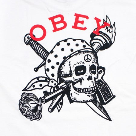 ★30%OFF★ OBEY　Tシャツ　"OBEY PEACE SKULL CLASSIC TEE"　(White)