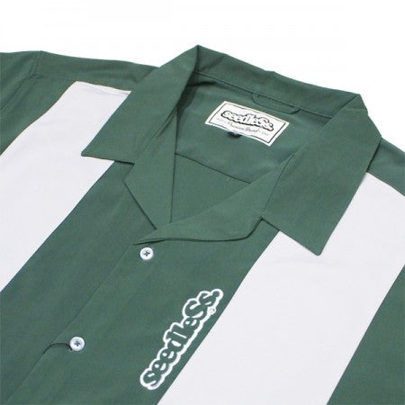 seedleSs　S/Sシャツ　"SD STRIPE 50'S ROCK OVER SIZE SHIRTS"　(Green)