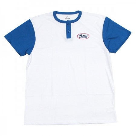★30%OFF★ BRIXTON　Tシャツ　"PARSON S/S HENLEY KNIT"　(White / Sky Blue)