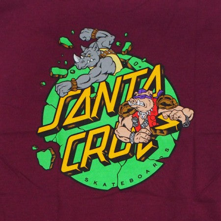 SANTA CRUZ×TMNT　コラボTシャツ　"TMNT BEBOP AND ROCKSTEADY TEE"　(Burgundy)