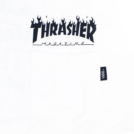 VANS　コラボTシャツ　"THRASHER SS POCKET TEE"　(White)