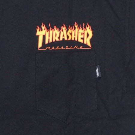 VANS　コラボTシャツ　"THRASHER SS POCKET TEE"　(Black)