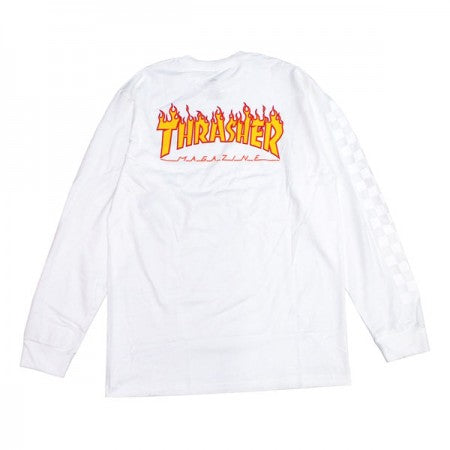 VANS　コラボL/STシャツ　"THRASHER CHECKER L/S TEE"　(White)