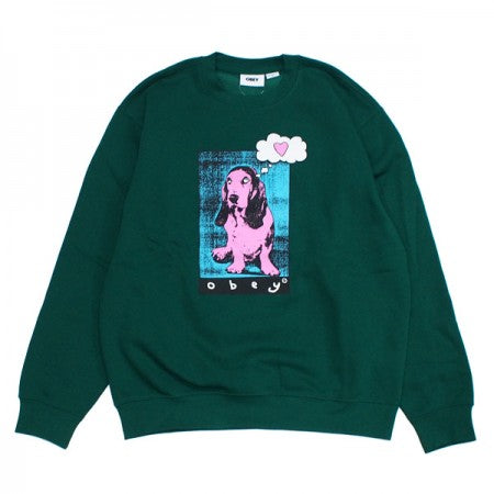 OBEY　クルースウェット　"OBEY LOVE PUP CREW SWEAT"　(Adventure Green)