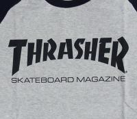 THRASHER　ラグラン3/4Tシャツ　MAG LOGO 7TH TEE　(Gry/Blk/Blk