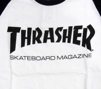 THRASHER　ラグラン3/4Tシャツ　MAG LOGO 7TH TEE　(Wht/Blk/Blk