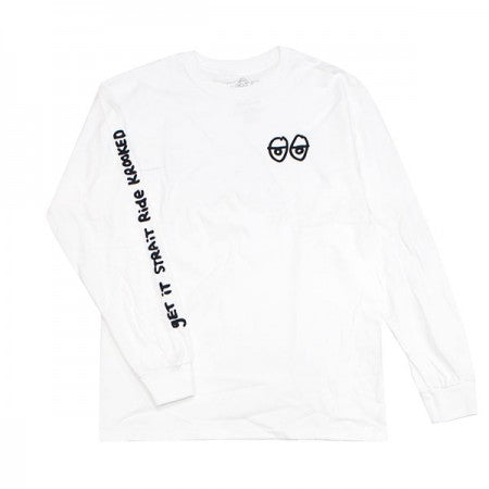 KROOKED　L/STシャツ　"STOCK STRAIT EYES L/S TEE"　(White/Black)