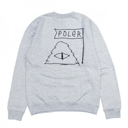 ★30%OFF★ POLeR　クルースウェット　"SCRIBBLE CREW"　(Gray Heather)