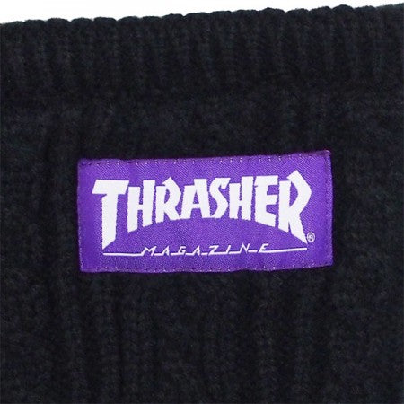 THRASHER　"MAG LOGO ケーブル編みネックウォーマー"　(Black/Purple)